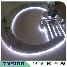 Заводской магазин водонепроницаемый из нержавеющей стали сзади горит знаки, наружный сзади горит металлический светодиодный магазин вывески буквы, halo Горит вывески