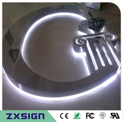 Factory Outlet waterproof stainless steel back lit signs, outdoor back illuminated metal LED shop sign letters,halo lit signages