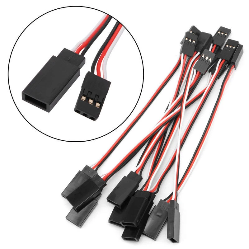 22AWG Silicone 10pcs/lot 100mm 10cm JR male to female Servo extension wire cable straight for plug connecting servos cables | Электроника