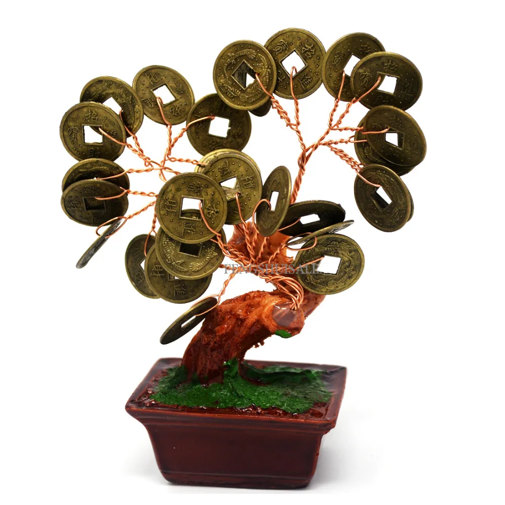 Feng Shui Natural Citrine Crystal Gem Stone Money Tree U1122