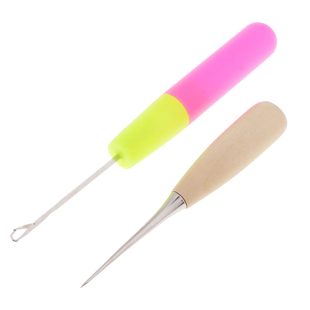 5pcs Wood/Plastic Crochet Latch Hooks Lock Needles Awl for Hair/Micro Braid