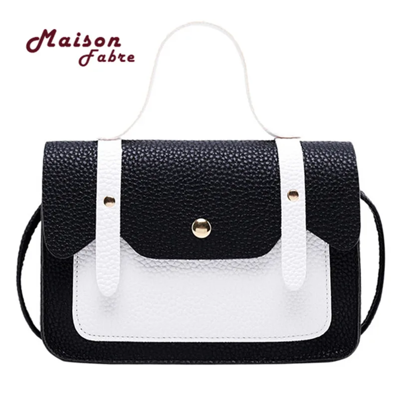 

Ladies PU Leather Bag Hit Color Portable Shoulder Bag Feminina Fashion Crossbody Panelled Messenger Bag Sra bolsas 2019