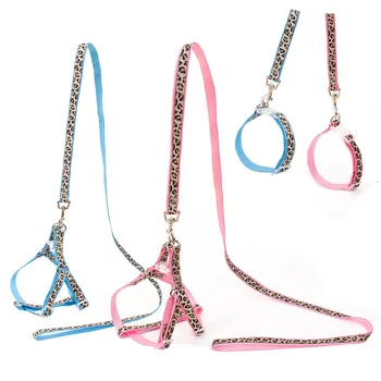 

Super Hot Pet Harness Set Collar Leash Dog Cat Control Leash Adjustable Suitable Walking Training Outside High Quality Blue/Pink