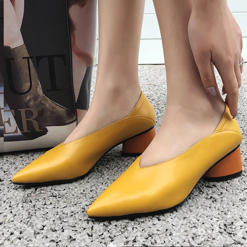 

Sexy High Heels Cow Leather Platform Pumps Genuine Leather Shoes Slip On High Heels Party Pumps Spring Autumn Dress Party Pumps