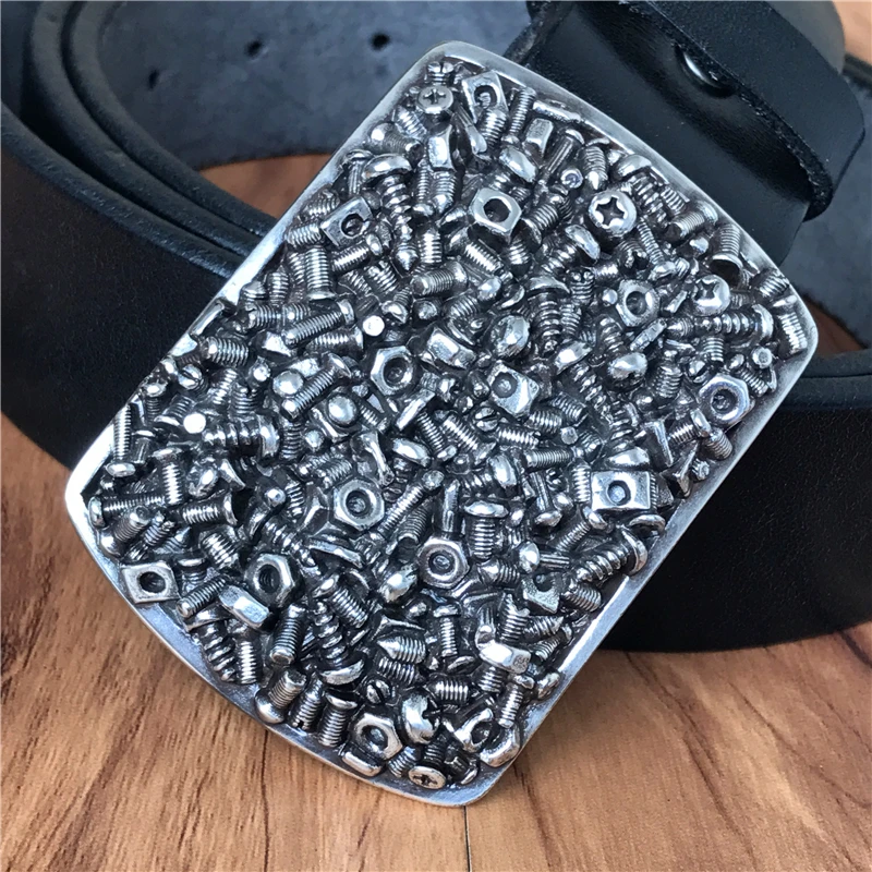 

Screw Metal Belt Buckle Men Belt Super Thick Genuine Leather Cowboy Leather Belt Men Jeans Ceinture Homme Male Strap MBT0497