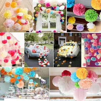

10pcs 8" (20cm) Tissue Paper Pom Poms Flower Kissing Balls Home Decoration Festive Party Supplies Wedding Favors