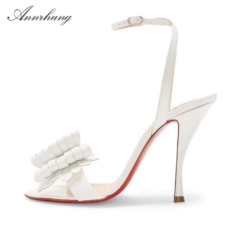 

Fringed Butterfly-knot Ankle Strap Sandals Women Elegant Jelly Color Open Toe High Heel Stiletto Bridal Shoes For Ladies
