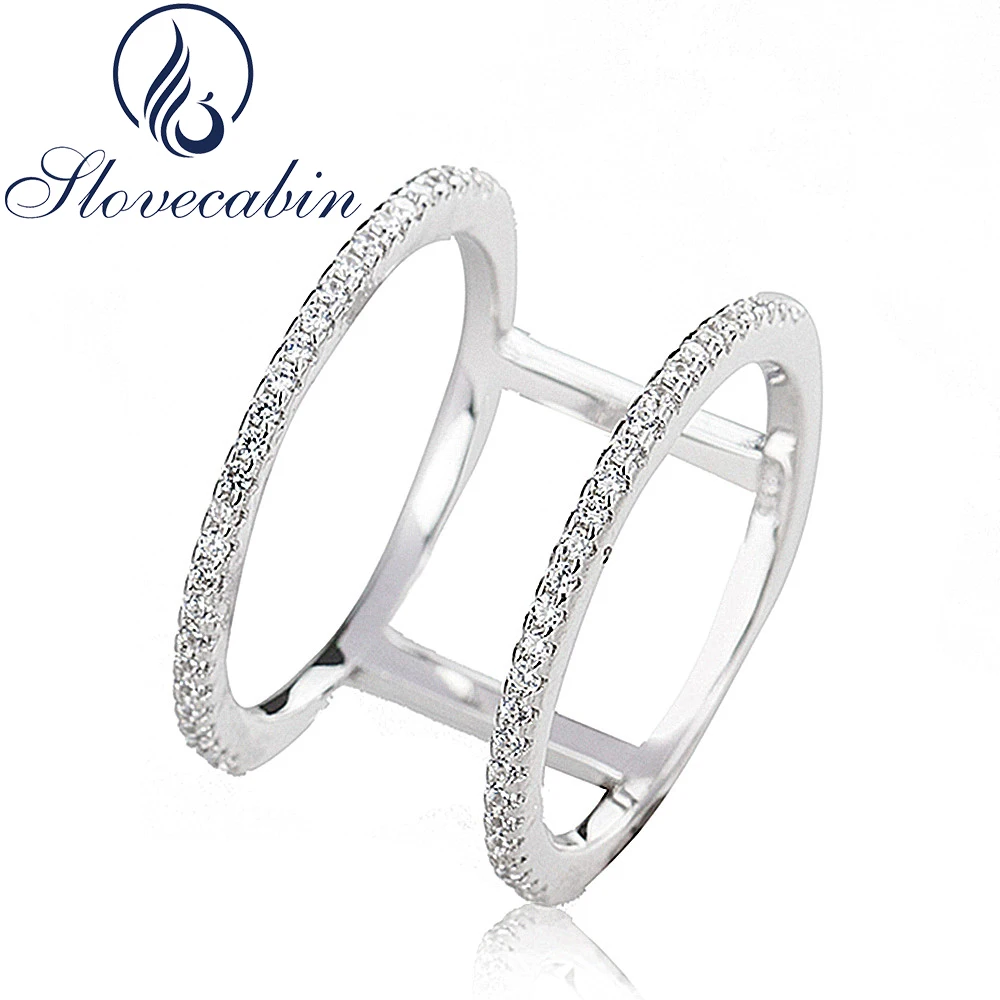 Slovecabin Original 925 Sterling Silver Double Wedding Rings For Slovecabin Original 925 Sterling Silver Double Wedding Rings For Women Crystal Female Jewelry In Bands From