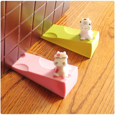 Silicone Cow cartoon child safety door stop baby splines creative windproof door plug silica gel prevent