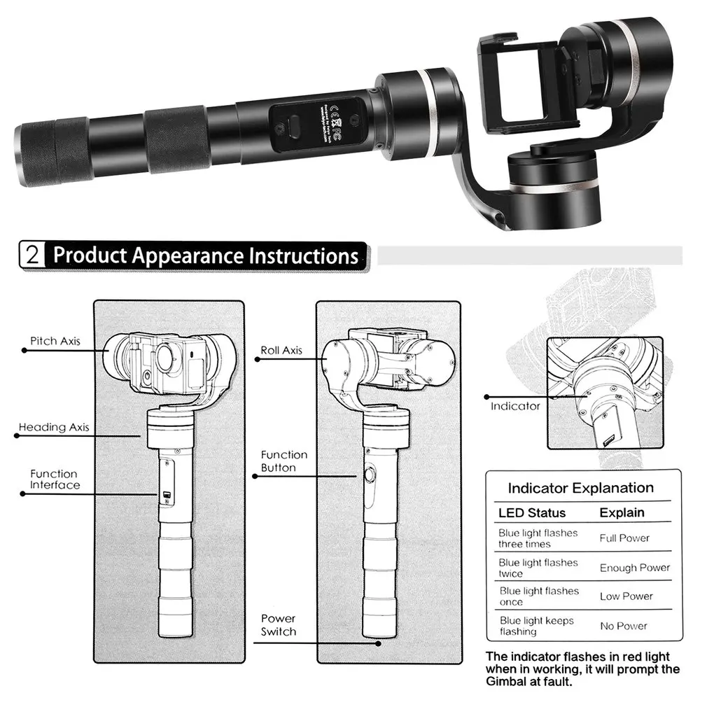 G4 QD Быстрый демонтаж 3-осевой с ручкой и стабилизатором Gimbal для Feiyu Tech для GoPro Hero4/3+/3 аналогичного размера экшн-камер