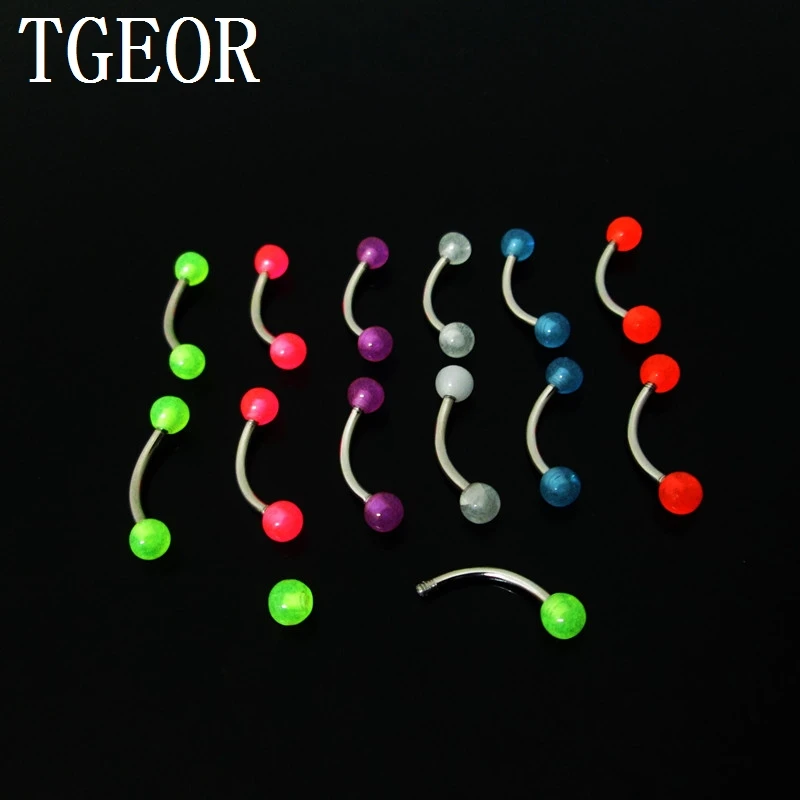 free shipping 1 Pair 16G glow in the dark spike carved barbell colors