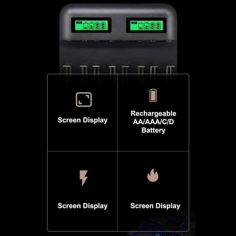 8 слотов ЖК-дисплей Usb смарт-зарядное устройство для Aa Aaa Sc C D размер перезаряжаемая батарея 1,2 в Ni-MH Ni-Cd быстрое зарядное устройство