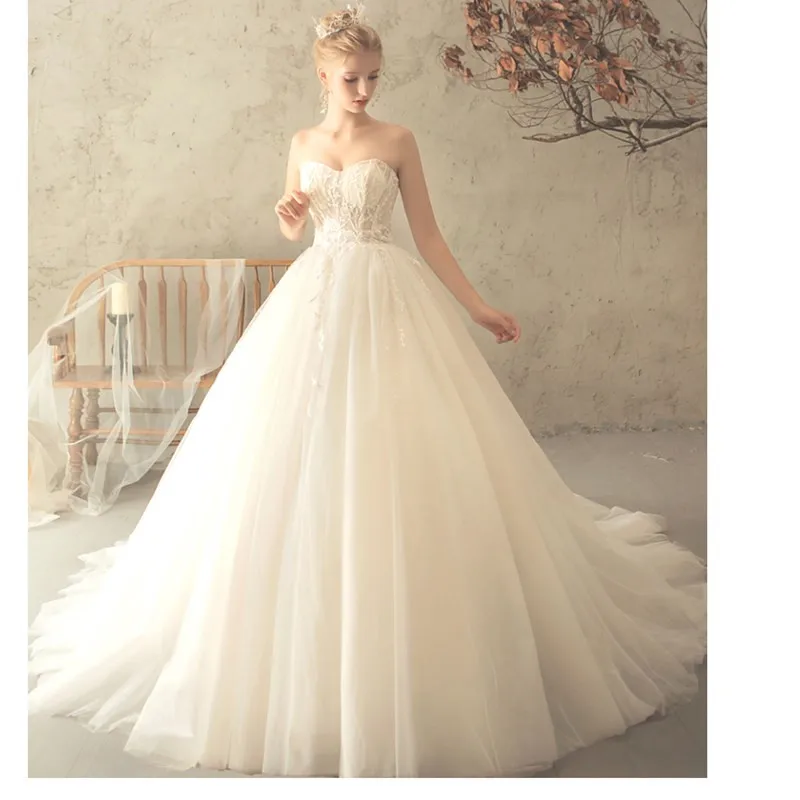 Ruthshen простой Иллюзия одеяние mariée Sirene трапециевидной формы аппликация «сердце» пышные Пышное Бальное Платье принцессы свадебное платье со