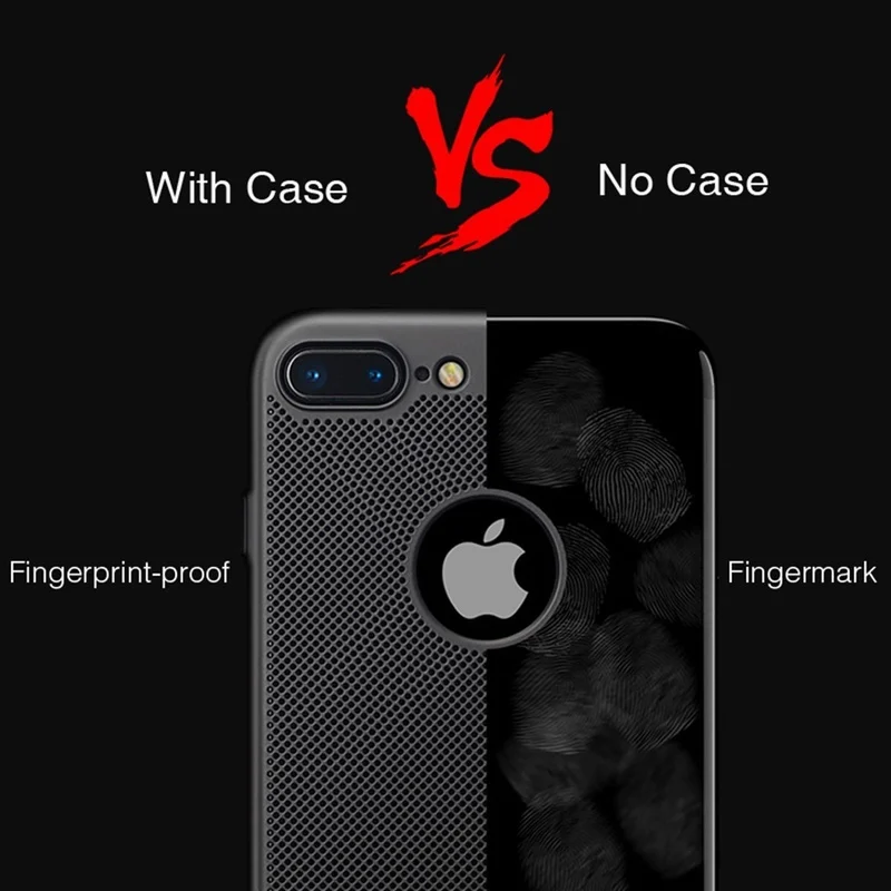 Portefeuille Heat Dissipation Case For iPhone 7 Ultra thin Hard PC Mesh Back Cover For Apple iPhone 8 Plus X 6 6S 5 5S SE Fundas (6)