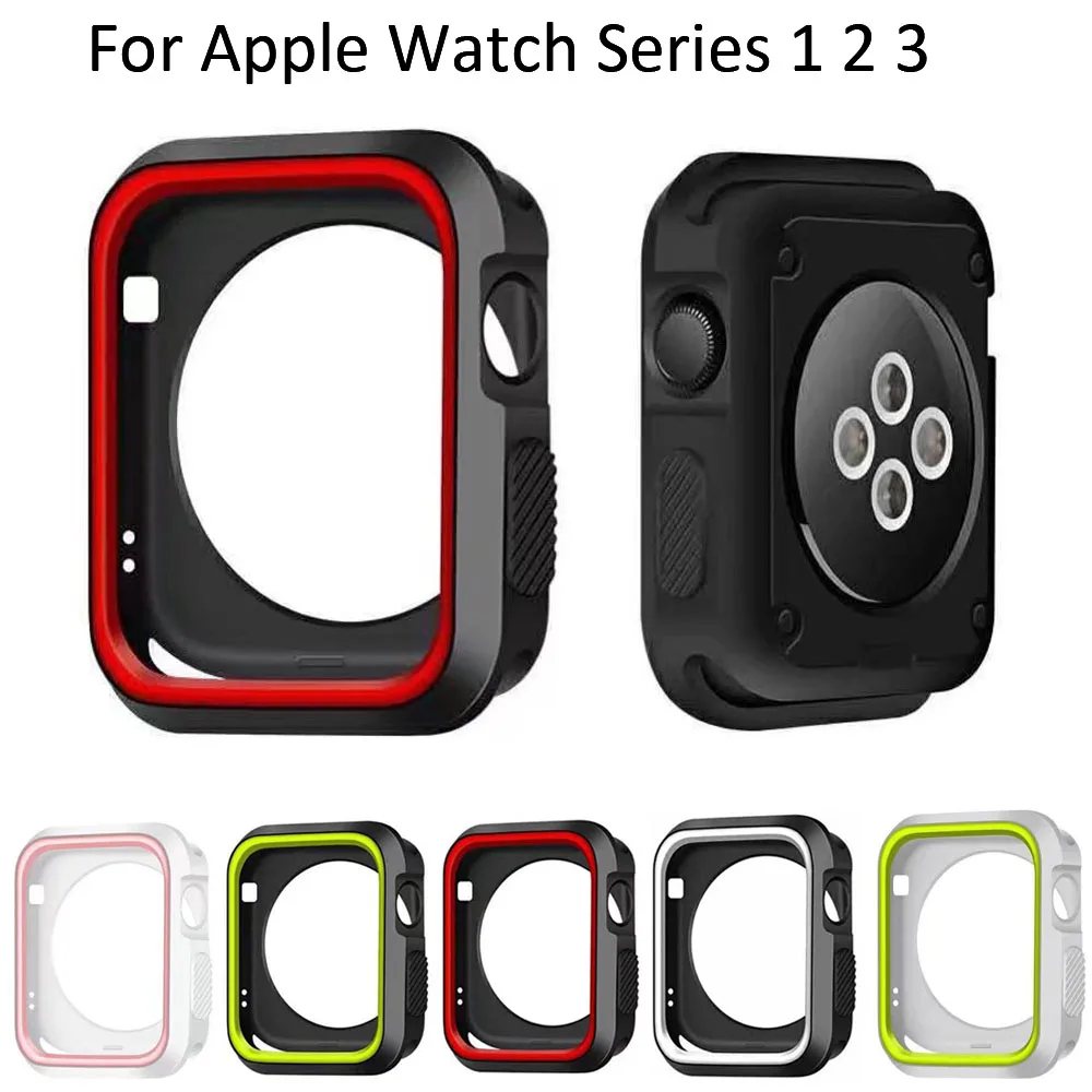 

Watch Frame Silicone Case For Apple Watch 42mm 38mm iWatch 3 2 1 Protective Cover Full Protection Shell