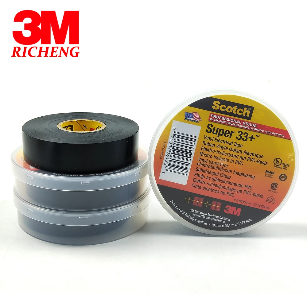 25 mm x 33 m Polyvinyl Chloride Electrical Insulation Tape PVC Black 