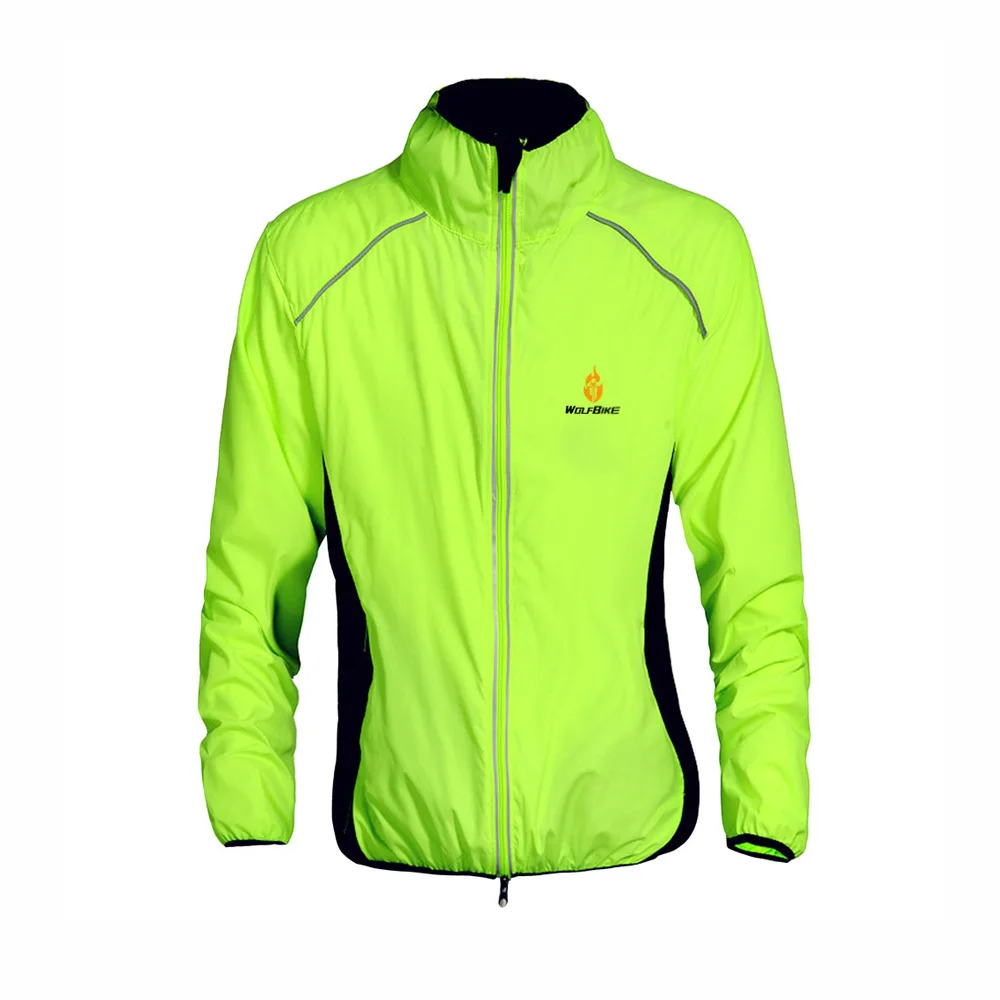 WOLFBIKE дышащая зимняя ветровка мужская велосипедная куртка велосипед Джерси с длинным рукавом велосипедная одежда M-3XL - Цвет: Зеленый