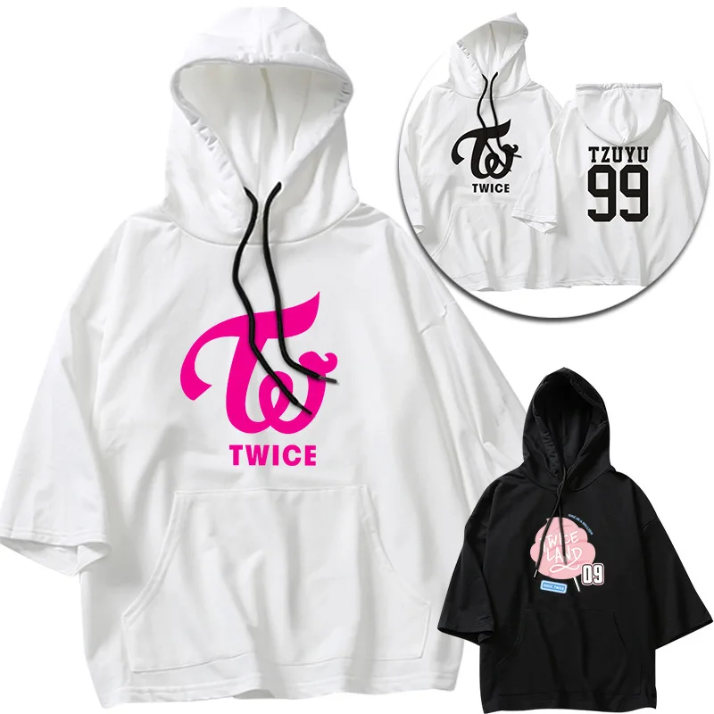 Kpop原宿二回tzuyu Momoミナアルバムパーカーパーカープルオーバー3 4袖の服ヒップホップフード付きmoletomトップス パーカー スウェット Aliexpress