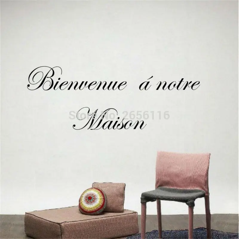 

French Welcome Quotes Wall Decals Bienvenue A Notre Maison Vinyl Mural Stickers for Home Decor