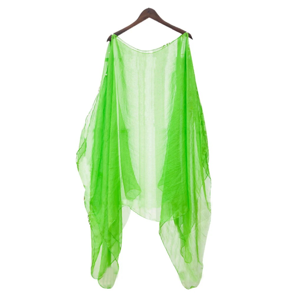

Women Solid Color Sun Sunscreen Nail Bead Shawl Fold Chiffon Bikini Scarf Girls Swimsuit Cover Up Swimwear Poncho Cape