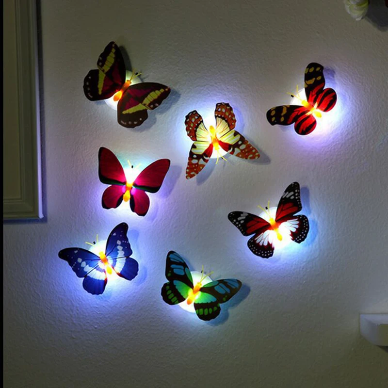 

Glowing Butterfly Night Light Colorful Paste Led Night Light Creative Decoration Light Butterfly Light Use Home Holiday Party