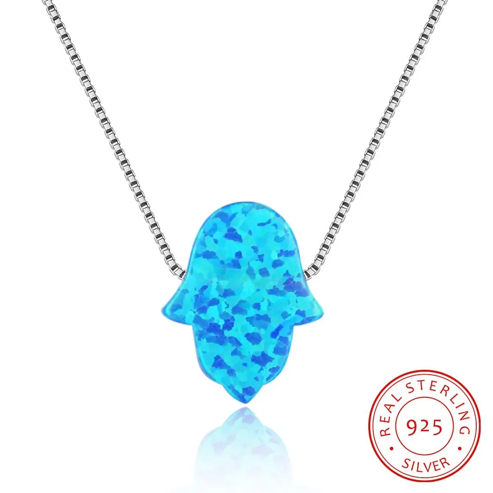 

Blue Opal Fatima Hand 925 Sterling Silver Necklaces & Pendants Fashion Necklaces Women Jewelry Gift for Girls (NE102628)