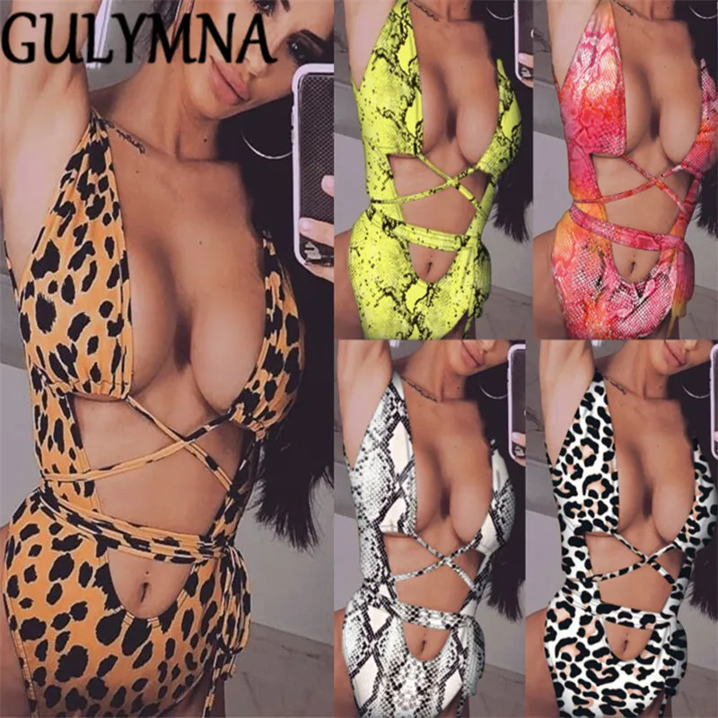 

GULYMNA 2019 Dot Swimwear Women Bandage Bathing Suit One Piece Swimsuit Sexy Brazilian Monokini Vintage Swim Suit For Women
