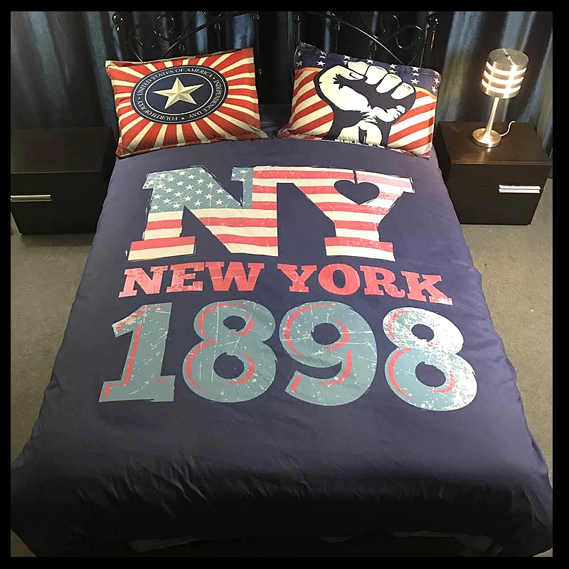 New York London Printing Vintage Words Bedding Set 4pcs Bedclothes Bed