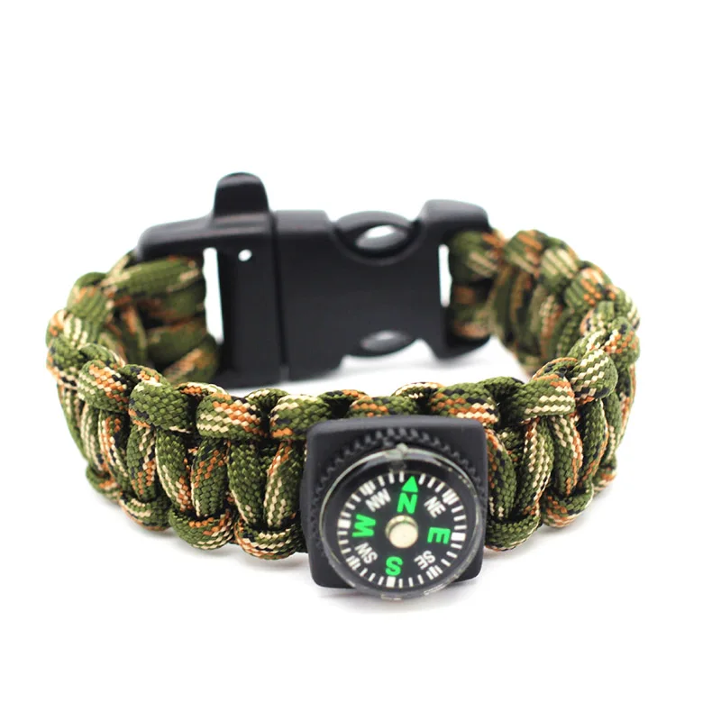 Paracord Bracelet Emergency Compass Whistle Outdoor Adventure Camping