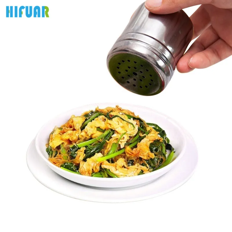 

HIFUAR Stainless Steel Spice Jar Salt Sugar Spice Pepper Shaker Seasoning Can Rotating Cover Multi-purpose Bottle Kitchen Tool