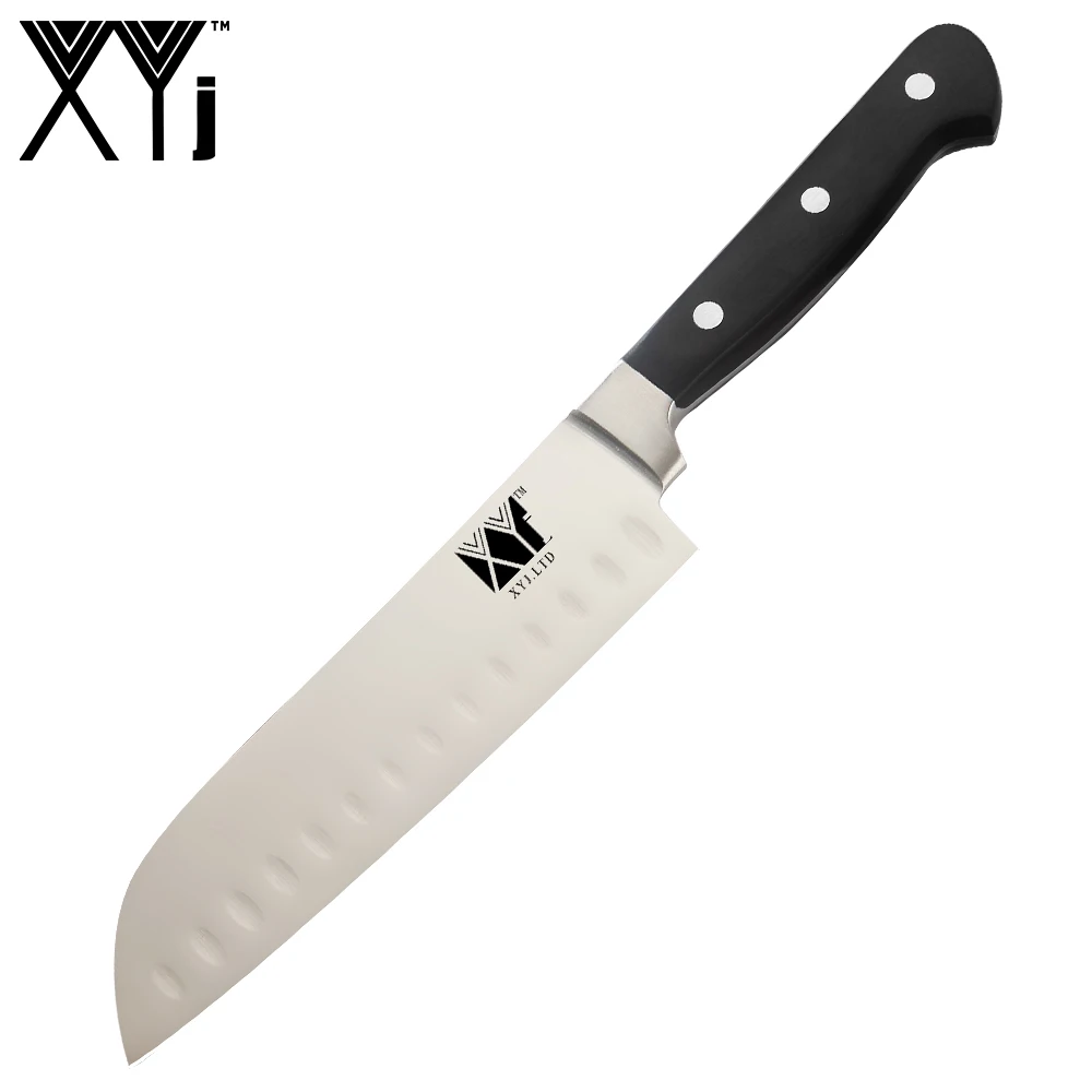 XYj кухонные ножи из нержавеющей стали, нож для очистки овощей Santoku, нож для нарезки хлеба, ножи из нержавеющей стали с ручкой ABS, кухонные инструменты - Цвет: 7 inch Santoku Knife