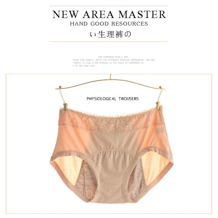 Menstrual Period High Waist Underwear Women Cotton Panties Ladies Seamless Lace Briefs Physiological Leakproof Female Underpants (11)