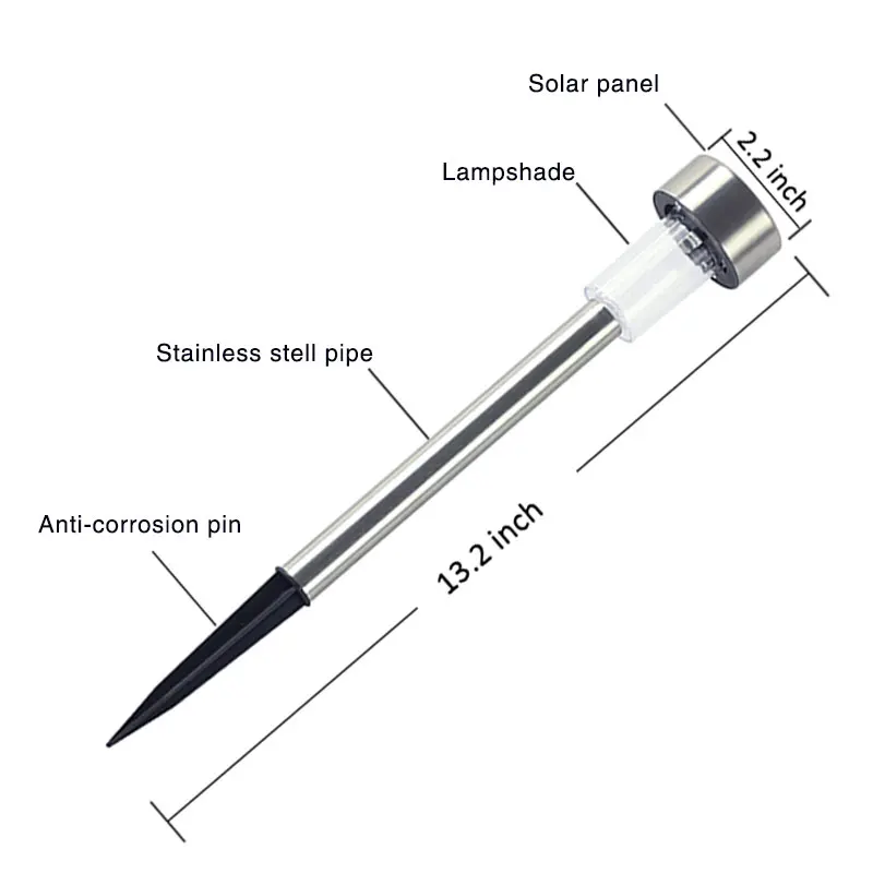 1-20 шт. светодиодный солнечный светильник из нержавеющей стали, уличный светильник на солнечных лужайках для украшения сада, светильник на солнечных батареях