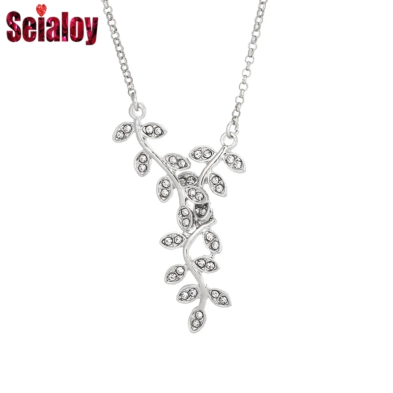 SEIALOY Fashion Shine Olive Branch Necklace For Women girls Tree Pendant Brands Charm Friendship Gift | Украшения и аксессуары