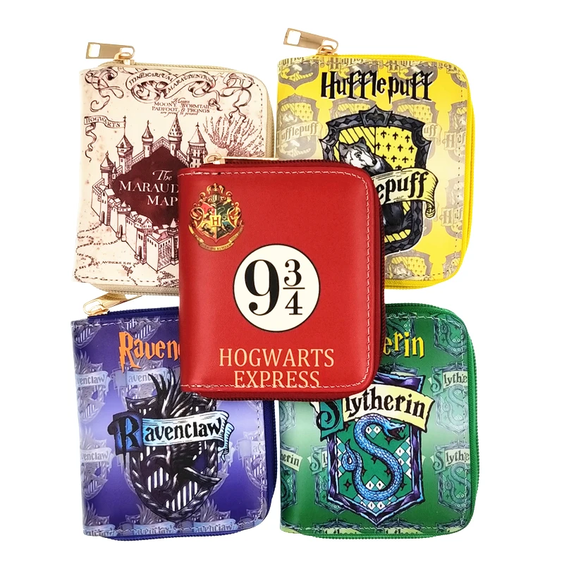 

Harri Potter Zipper PU Short Wallet Permit Wallets Hogwarts Marauders Map PU Leather Purse Cosplay Collection Toy Gift