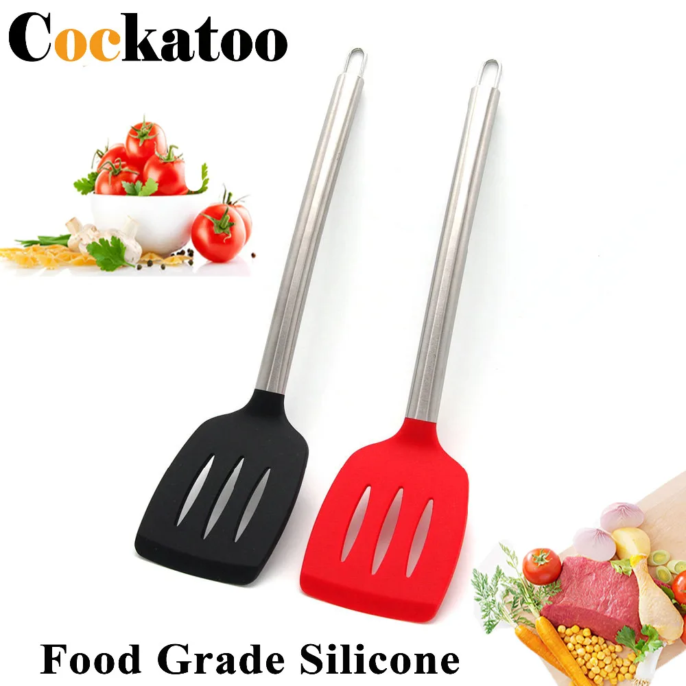 Silicone Slotted Turner Cooking Kitchen Tools Spatula Frying Fish
