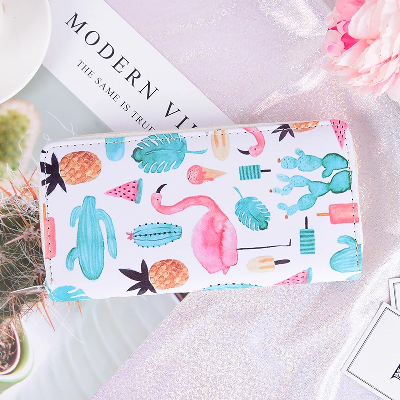 New Brand Printing Flamingo Purse Card Holder High Quality Modern Women Leather Clutch Wallet