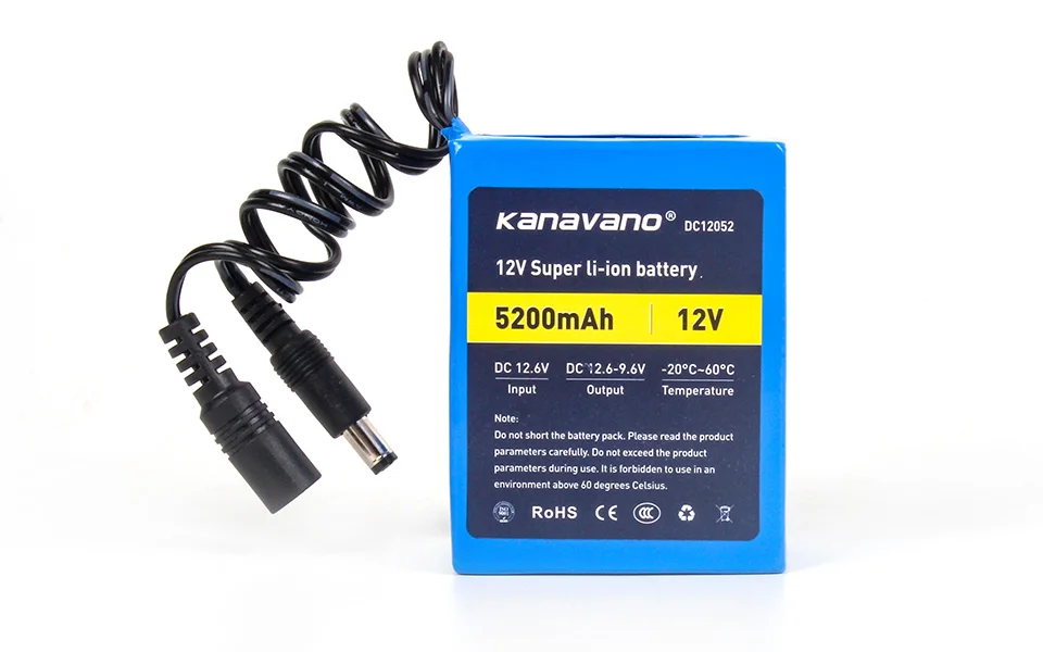 Kanavano 12 v BMS 5200 mAh литий-ионная батарея 18650 литий-ионная аккумуляторная батарея и зарядное устройство 12,6 V 1A