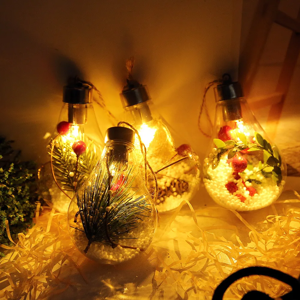 Год год Рождественские украшения для дома Рождественская Кнопка батарея медная Проводная сферическая подвесная колба светодиодный светильник