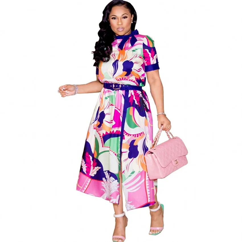 

African Dresses For Women Short Sleeves Robe African Clothing Dashiki Fashion Print Cloth Long Maxi Dress Africa Clothing