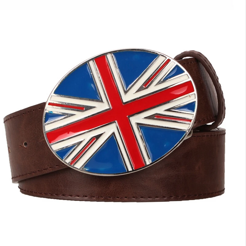 Fashion men Belt Metal buckle British flag belt for men UK Decorative