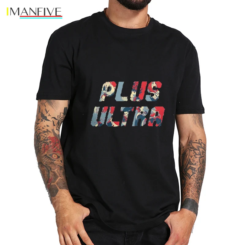 

Plus Ultra My Hero Academia t shirt men fashions black O-Neck 100% cotton funny t shirts Camisetas Tee Shirt homme Plus Size