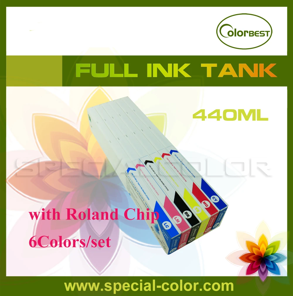 

6Colors/set Roland Printer Eco-sol Ink Cartridge with Chip 440ml