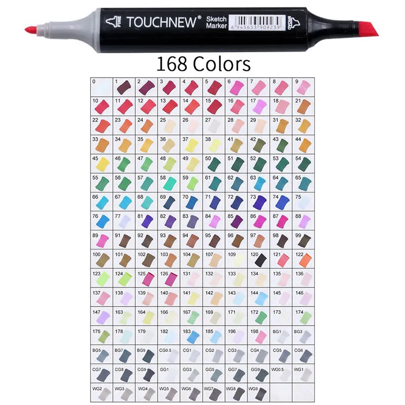 Touchnew Набор цветных копировальных маркеров спиртовые ручки, маркеры для рисования товары для рукоделия кисть манга для рисования акриловый дизайнерский набор ручек для студентов - Цвет: black 168