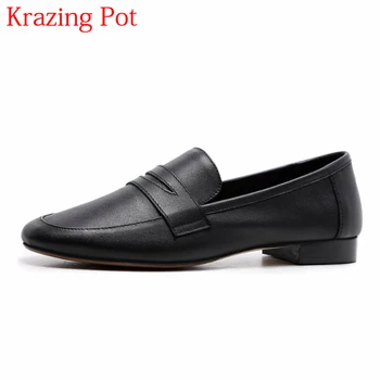 

2018 Superstar Genuine Leather Slip on Retro Classic Glove Grandma Shoe Women Pumps Low Heels Elegant Round Toe Casual Shoes L99