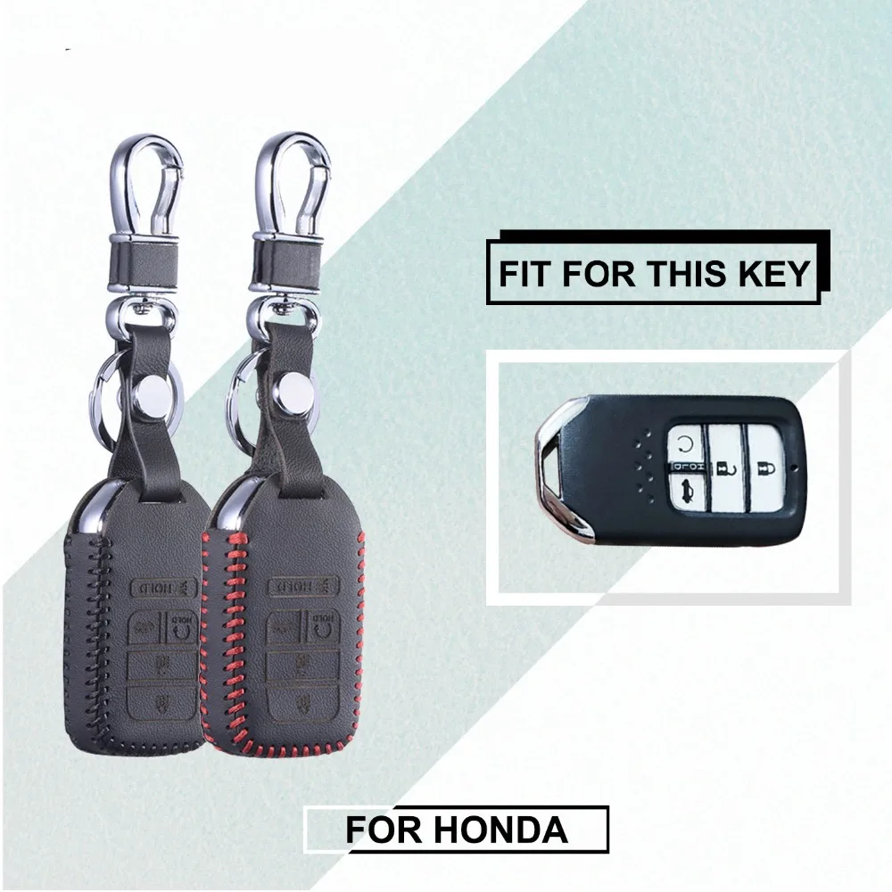 

Leather Key Case for Honda Civic Crosstour CRV Pilot Accord Fit Freed Keychain Cover Remote Protector