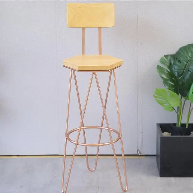 Internet Red Bar Chair Bar Stand Nordic Household Iron Art Backrest Chair Simple Modern Front Desk High Chair