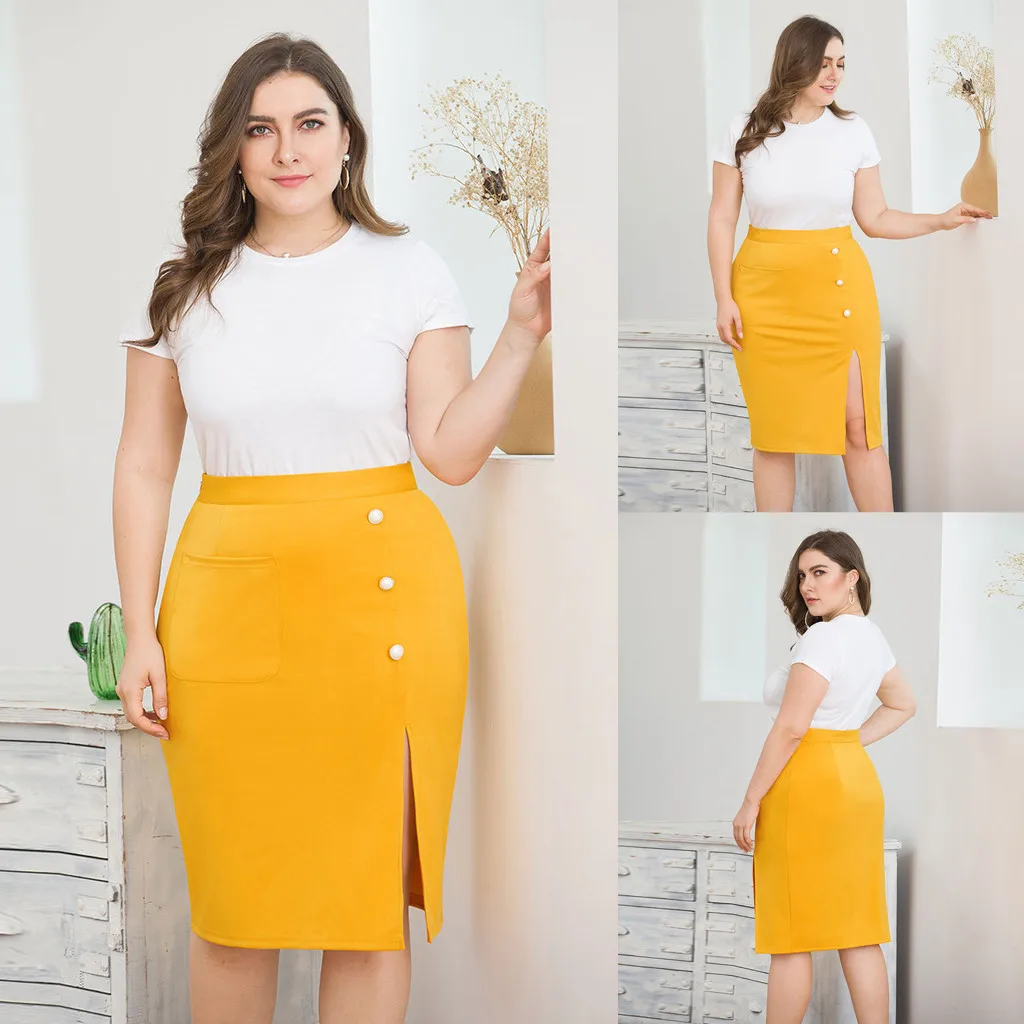 Женская юбка с завязками на талии, с разрезом по бокам, желтая, сексуальная, миди, Однотонная юбка, женская, s, летняя, с высокой талией, прямая юбка