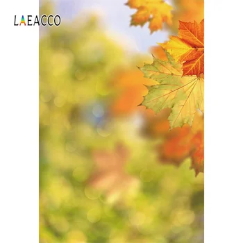 

Laeacco Photo Backdrops Autumn Yellow Polka Dots Maples Leaves Light Bokeh Baby Pattern Photography Background For Photo Studio