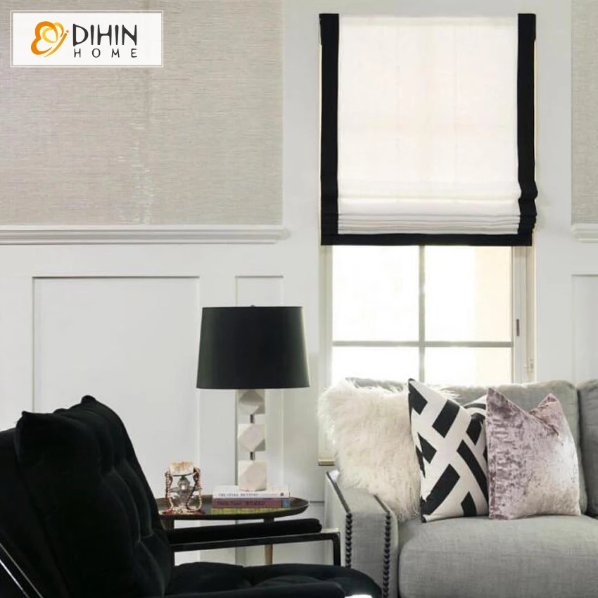 DIHIN HOME современные римские жалюзи из хлопка в черно белую полоску для
